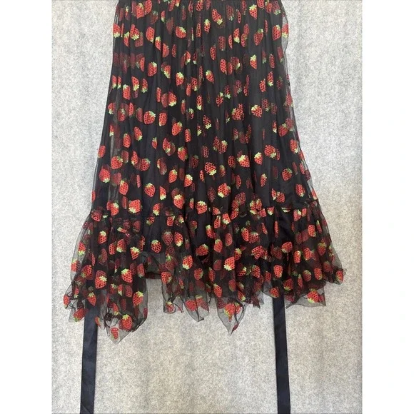 Hot Topic Strawberry Dress XS Black Red Glitter Coquette Pinup Novelty Retro - Picture 7 of 15